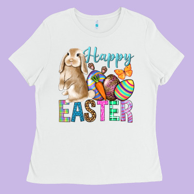 Happy Easter Bunny Ladies Tee Designed By Bundleandbundleshop
