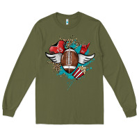 Army Green Football ball leopard glitter Long Sleeve Tee - HowdyJamesFarm