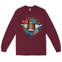 Burgundy Football ball leopard glitter Long Sleeve Tee - HowdyJamesFarm