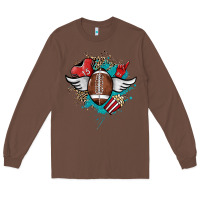 Chestnut Football ball leopard glitter Long Sleeve Tee - HowdyJamesFarm
