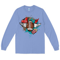 Colony Blue Football ball leopard glitter Long Sleeve Tee - HowdyJamesFarm