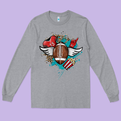 Football Ball Leopard Glitter Long Sleeve Tee Designed By Howdyjamesfarm