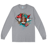 Heather Grey Football ball leopard glitter Long Sleeve Tee - HowdyJamesFarm