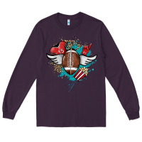 Plum Football ball leopard glitter Long Sleeve Tee - HowdyJamesFarm