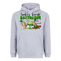 Heather Grey Santa's Favorite Bartender Heavyweight Hoodie - LillyAllenDesigns