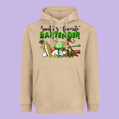 Santa's Favorite Bartender Heavyweight Hoodie Designed By Lillyallendesigns
