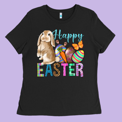 Happy Easter Bunny Ladies Tee Designed By Bundleandbundleshop