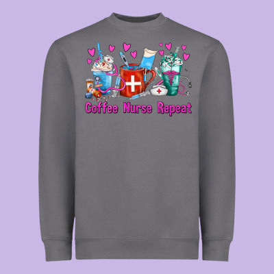 Coffee Nurse Repeat Nurse Coffee Cups Heavyweight Sweatshirt Designed By Fadigitalartstudio