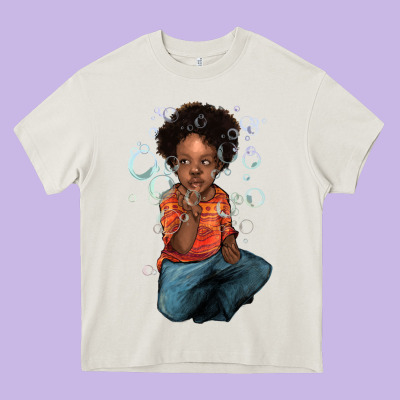Afro Black Boy Heavy Core Tee Designed By Nancycooperartshop