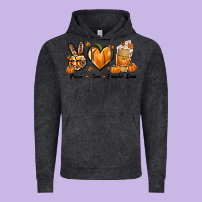 Peace Love Pumpkin Spice Vintage Hoodie Designed By Texasbilliewilder