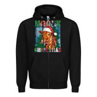 Black mooey christmas heifer Zipper Hoodie - FaDigitalArtStudio