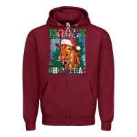 Burgundy mooey christmas heifer Zipper Hoodie - FaDigitalArtStudio
