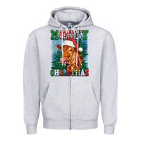 Heather Grey mooey christmas heifer Zipper Hoodie - FaDigitalArtStudio