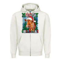 Oatmeal Heather mooey christmas heifer Zipper Hoodie - FaDigitalArtStudio