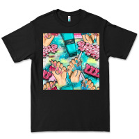 Black hand cream and nail tools with serape and glitter seamless pattern bbs Premium Tee - BundleAndBundleShop