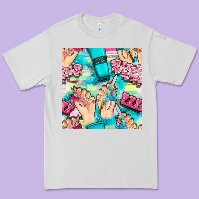 Hand Cream And Nail Tools With Serape And Glitter Seamless Pattern Bbs Premium Tee Designed By Bundleandbundleshop