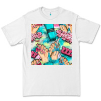 White hand cream and nail tools with serape and glitter seamless pattern bbs Premium Tee - BundleAndBundleShop