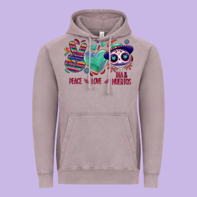 Peace Love Dia De Los Muertos Vintage Hoodie Designed By Nancycooperartshop