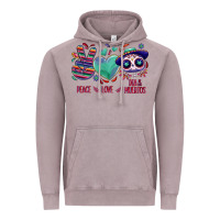 Vintage Zinc Peace love dia de los muertos Vintage Hoodie - NancyCooperArtShop