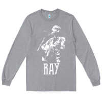 Heather Grey ray lamontagne   white stencil 1 Long Sleeve Tee - tuanDangUi