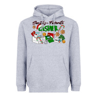 Heather Grey Santa's Favorite Cashier Heavyweight Hoodie - LillyAllenDesigns