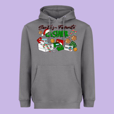 Santa's Favorite Cashier Heavyweight Hoodie Designed By Lillyallendesigns