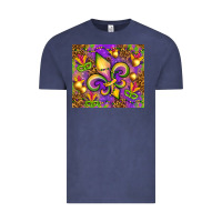 Vintage Denim Mardi Gras fleur de lis Vintage Tee - NancyCooperArtShop