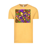 Vintage Mustard Mardi Gras fleur de lis Vintage Tee - NancyCooperArtShop