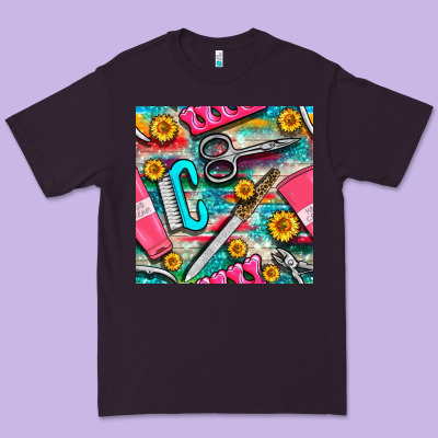 Nail Art Tools And Hand Cream With Serape And Turquoise Glitter Seamle Premium Tee Designed By Bundleandbundleshop