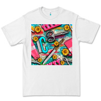 White nail art tools and hand cream with serape and turquoise glitter seamle Premium Tee - BundleAndBundleShop