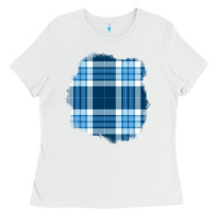 White Winter Tartan Patch Ladies Tee - BundleAndBundleShop