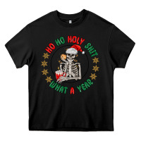 Ho Ho Holly Shit Skeleton Santa Heavy Core Tee | Teevron