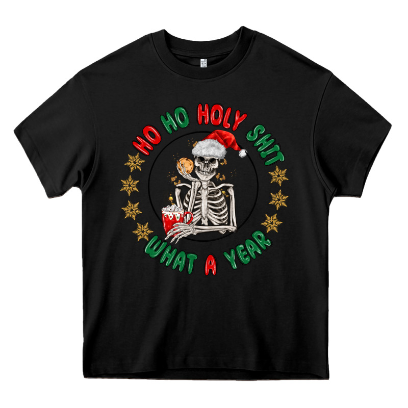 Ho Ho Holly Shit Skeleton Santa Heavy Core Tee by MaliasSmallBusiness | Teevron