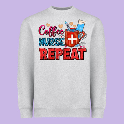 Coffee Nurse Repeat Heavyweight Sweatshirt Designed By Fadigitalartstudio