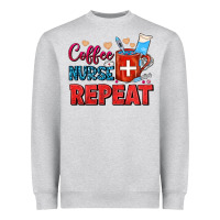 Heather Grey Coffee Nurse Repeat Heavyweight Sweatshirt - FaDigitalArtStudio