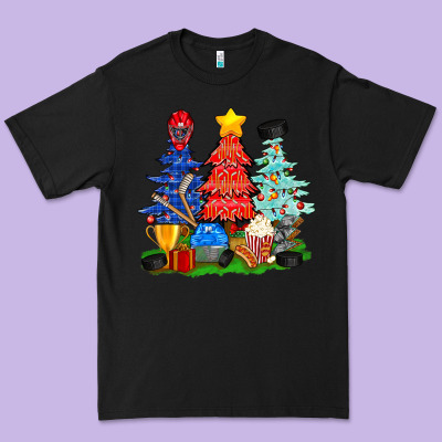 Christmas With Ice Hockey Trees Premium Tee Designed By Bundleandbundleshop