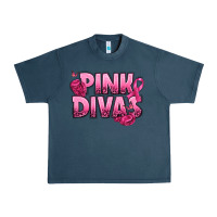 Midnight Navy Pink Divas Breast Cancer Urban Heavy Tee - NancyCooperArtShop