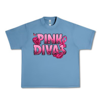 Pebble Blue Pink Divas Breast Cancer Urban Heavy Tee - NancyCooperArtShop