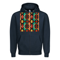 Navy native american aztec seamless pattern Zipper Hoodie - BundleAndBundleShop