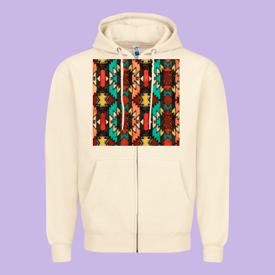 Native American Aztec Seamless Pattern Zipper Hoodie Designed By Bundleandbundleshop