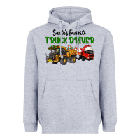Heather Grey Santa's Favorite Truck Driver Heavyweight Hoodie - LillyAllenDesigns