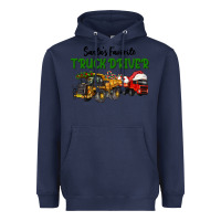 Navy Santa's Favorite Truck Driver Heavyweight Hoodie - LillyAllenDesigns