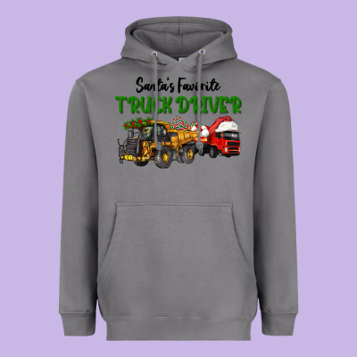 Santa's Favorite Truck Driver Heavyweight Hoodie Designed By Lillyallendesigns