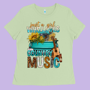 Just A Girl Who Loves Country Music Ladies Tee Designed By Bundleandbundleshop