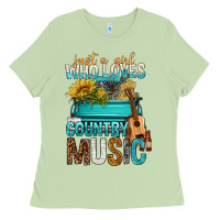 Matcha Just A Girl Who Loves Country Music Ladies Tee - BundleAndBundleShop