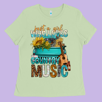 Just A Girl Who Loves Country Music Ladies Tee Designed By Bundleandbundleshop
