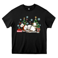 Black christmas snowmen with wine Heavy Core Tee - MaliasSmallBusiness