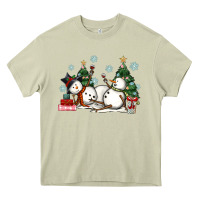 Mossy christmas snowmen with wine Heavy Core Tee - MaliasSmallBusiness