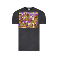 Vintage Black Mardi Gras with king cake Vintage Tee - NancyCooperArtShop