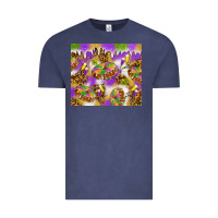 Vintage Denim Mardi Gras with king cake Vintage Tee - NancyCooperArtShop